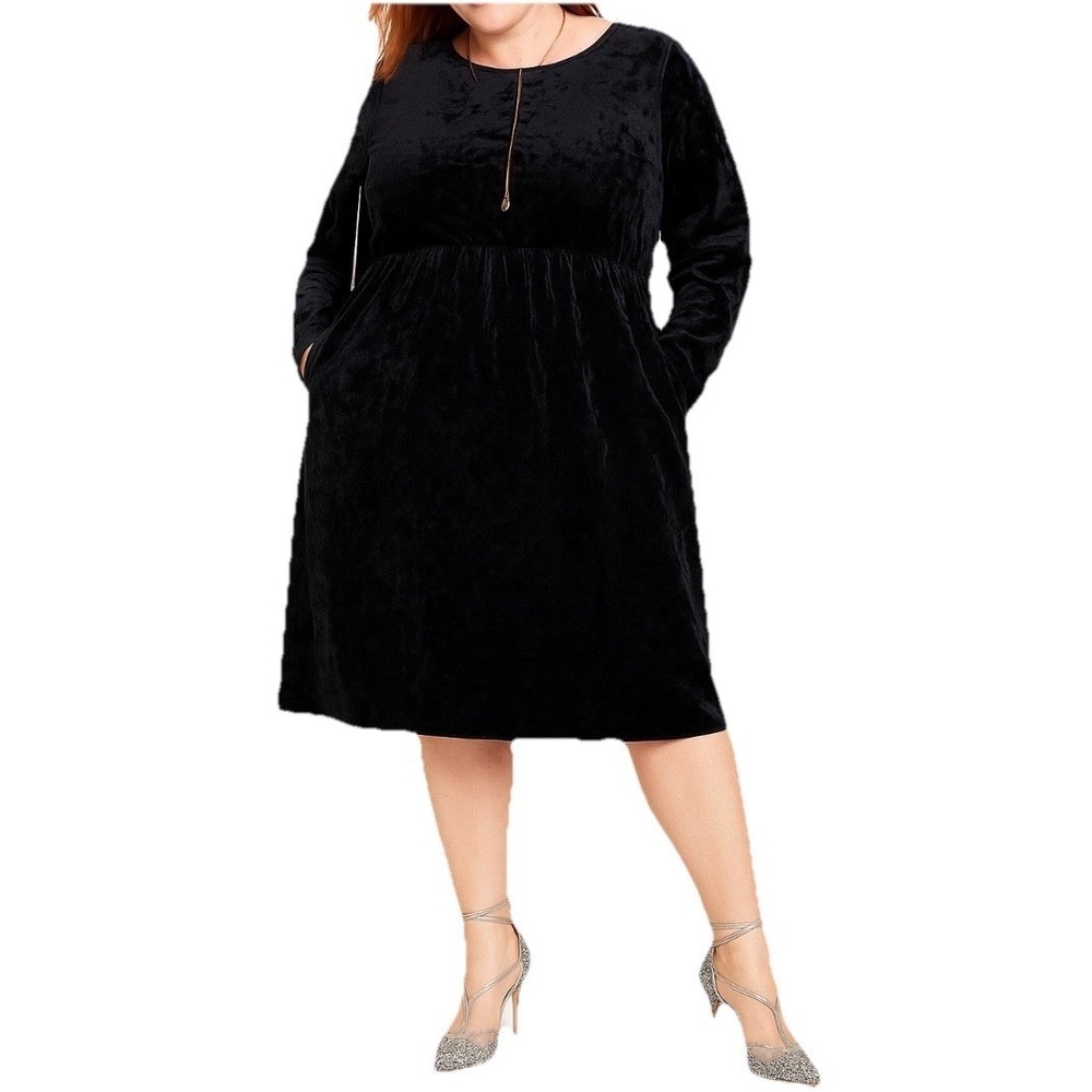 NEW On 34th Soft Crushed Velvet Midi Dress 3XL Minimalist Whimsigoth Ethereal